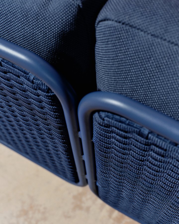 KAVE HOME Sedalis utendrs 3-seters sofa i aluminium og bltt tau 210 cm