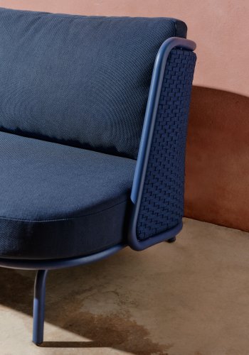 KAVE HOME Sedalis utendrs 3-seters sofa i aluminium og bltt tau 210 cm