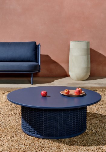 KAVE HOME Sedalis utendrs salongbord i aluminium med bl tausnor 99 cm