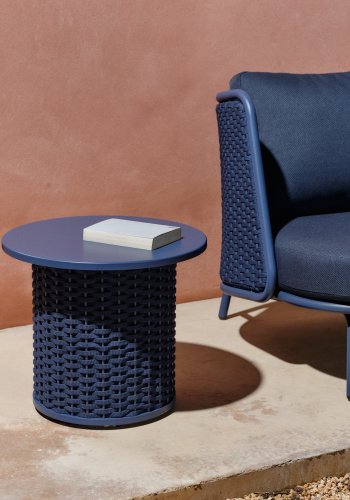 KAVE HOME Sedalis utendrs sidebord i aluminium og bltt tau, 50 cm