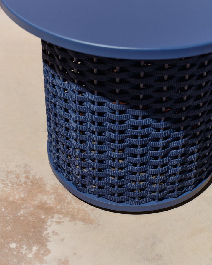 KAVE HOME Sedalis utendrs sidebord i aluminium og bltt tau, 50 cm