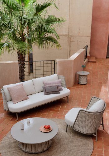 KAVE HOME Sedalis utendrs 3-seters sofa i aluminium og taupefarget tau 210 cm