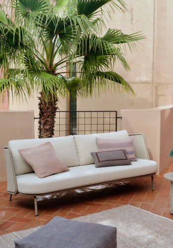 KAVE HOME Sedalis utendrs 3-seters sofa i aluminium og taupefarget tau 210 cm