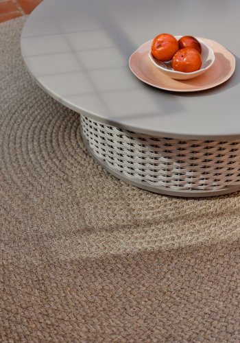 KAVE HOME Sedalis utendrs salongbord i aluminium og taupefarget tau 99 cm