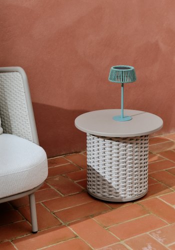 KAVE HOME Aldet utendrs solcelledrevet bordlampe i turkis tauledning