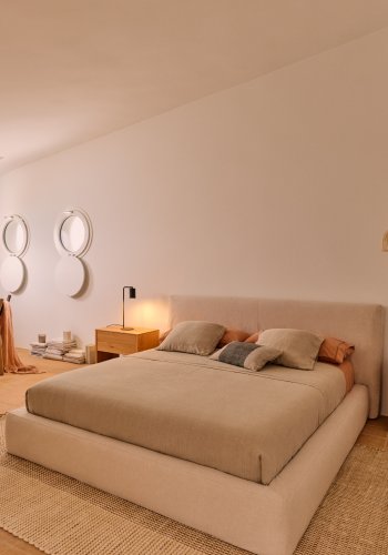 KAVE HOME Beige blokkseng med avtagbart trekk til madrass 160 x 200 cm FSC Mix Credit