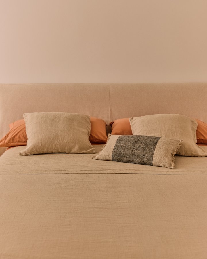 KAVE HOME Beige blokkseng med avtagbart trekk til madrass 160 x 200 cm FSC Mix Credit