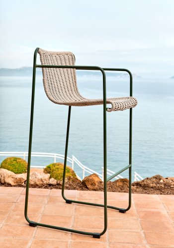 KAVE HOME Maurina krakk i grnt galvanisert stl og ecru og gr tausnor 74,5 cm