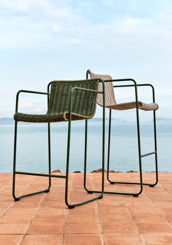 KAVE HOME Maurina krakk i grnt galvanisert stl og ecru og gr tausnor 74,5 cm