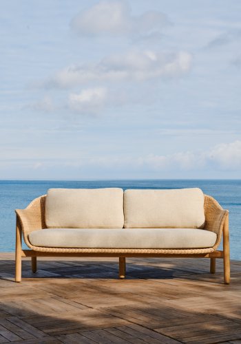 KAVE HOME Galea 2-seters sofa i FSC 100 % heltre teak og syntetisk rotting 170,5 cm