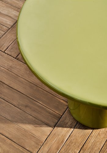 KAVE HOME Albanella salongbord i sement med blank grnn finish 65 cm