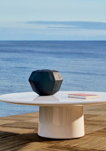 KAVE HOME Albanella salongbord i sement med blank hvit finish 110 cm