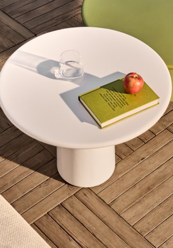 KAVE HOME Albanella salongbord i sement med blank hvit finish 65 cm