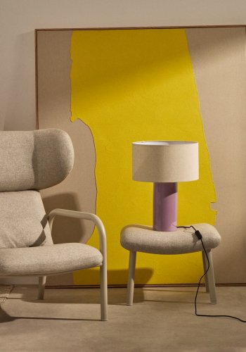 KAVE HOME Toneric keramisk bordlampe med lilla overflate og bomull