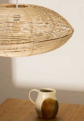 KAVE HOME Flaro loftlampesk�rm, rund - rattan med lys finish (�70)