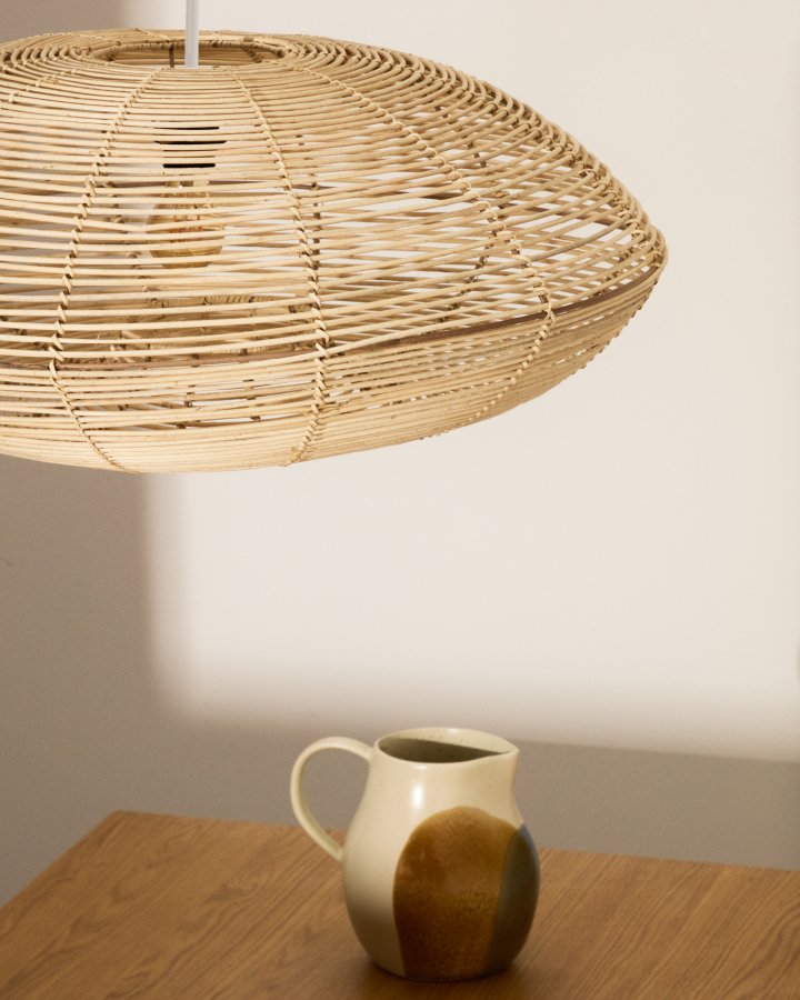 KAVE HOME Flaro loftlampesk�rm, rund - rattan med lys finish (�70)