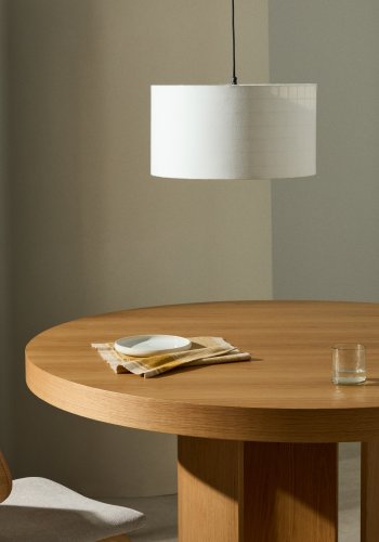 KAVE HOME Dulan loftlampesk�rm, rund - hvid bomuld (�45)