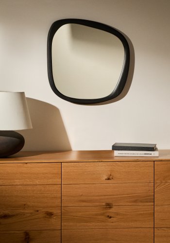 KAVE HOME Alura v�gspejl, organisk - spejlglas og sort teaktr� (45,5x47)