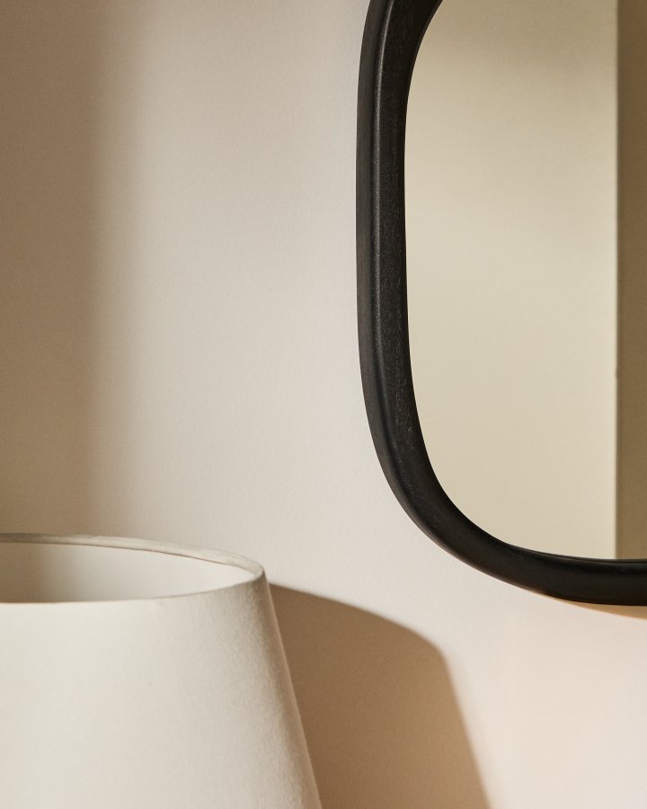 KAVE HOME Alura v�gspejl, organisk - spejlglas og sort teaktr� (45,5x47)