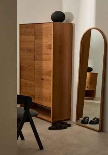 KAVE HOME Milsa v�gspejl, rektangul�r - spejlglas og natur teaktr� (55x155)