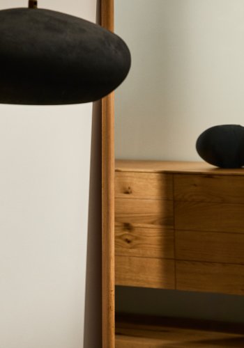 KAVE HOME Milsa v�gspejl, rektangul�r - spejlglas og natur teaktr� (54x154)