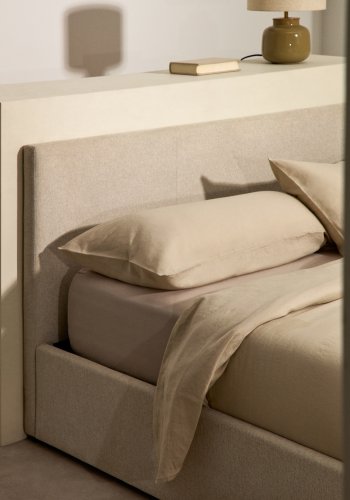 KAVE HOME Nahiri sengeramme, m. opbevaring - beige chenille (til en 180 x 200 cm madras)