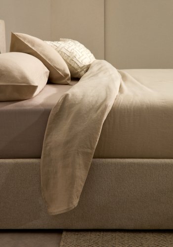 KAVE HOME Nahiri sengeramme, m. opbevaring - beige chenille (til en 160 x 200 cm madras)