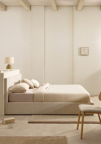 KAVE HOME Nahiri sengeramme, m. opbevaring - beige chenille (til en 180 x 200 cm madras)