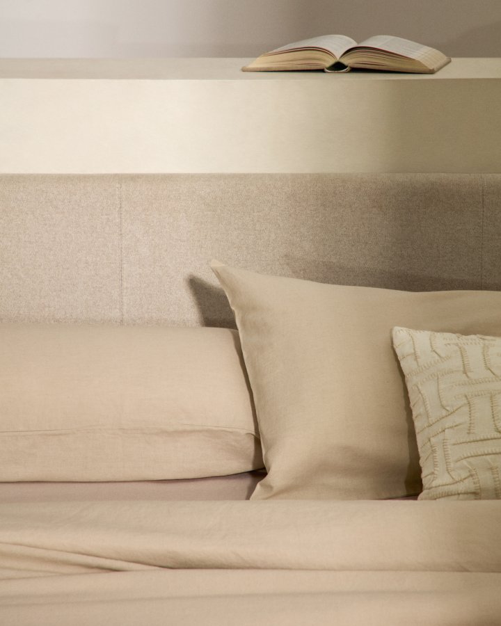 KAVE HOME Nahiri sengeramme, m. opbevaring - beige chenille (til en 180 x 200 cm madras)