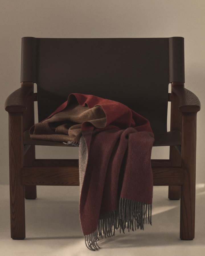 KAVE HOME Zunara dobbeltsidet plaid, m. frynser, rektangul�r - multifarvet uldblanding (170x130)