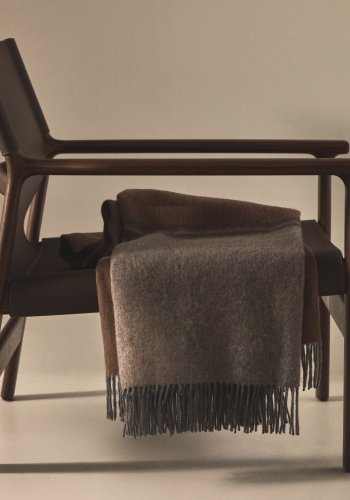 KAVE HOME Zunara dobbeltsidet plaid, m. frynser, rektangul�r - multifarvet uldblanding (170x130)