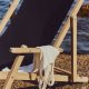 KAVE HOME Vilara udend�rs liggestol, foldbar - sort stof og natur akacietr�