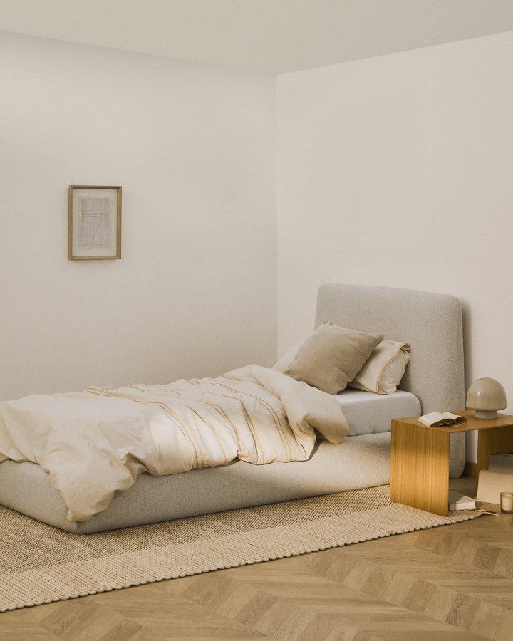 KAVE HOME Martina sengeramme, m. aftageligt betr�k - ecru chenille (til madras 90 x 200 cm)