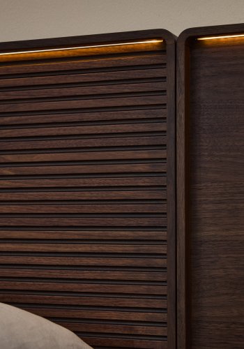 KAVE HOME Norlen sengebund, m. LED-lys - m�rk valn�ddefiner (til 180 x 200 cm madras)