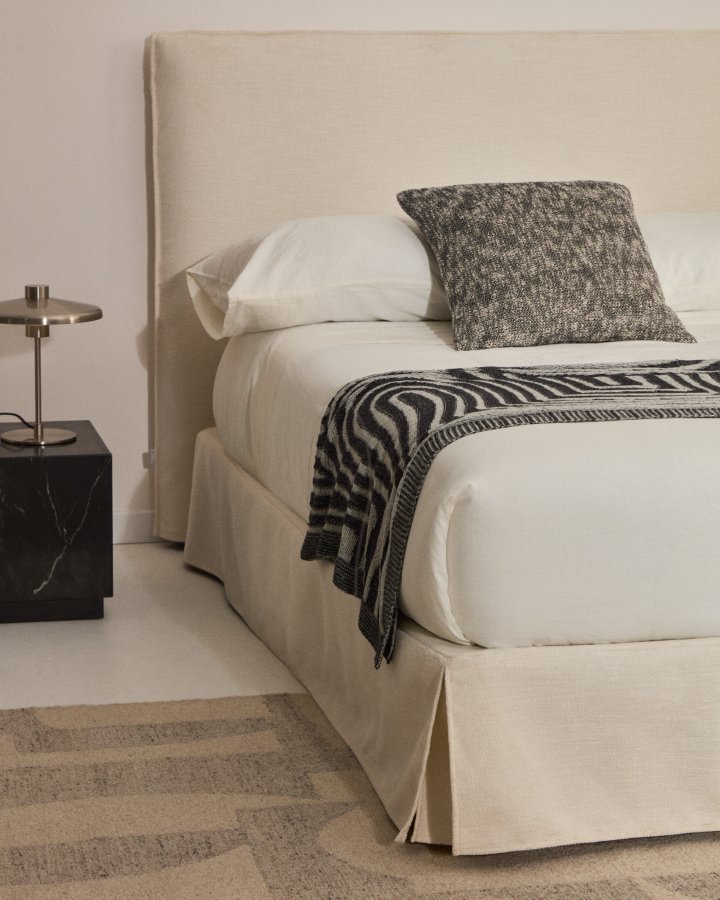 KAVE HOME Jaira sengeramme, m. aftageligt betr�k - hvid chenille stof (150x190)