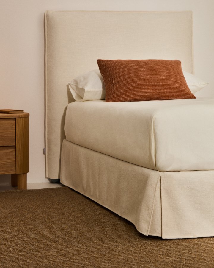 KAVE HOME Jaira sengebund, m. aftageligt betr�k - hvid chenille (til 90 x 200 cm madras)