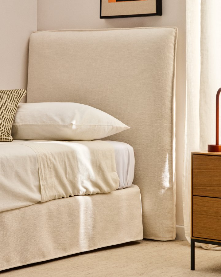 KAVE HOME Jaira sengegavlbetr�k - hvid chenille (til 90 cm seng)