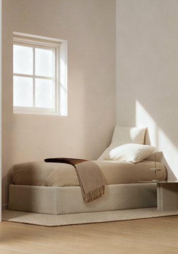 KAVE HOME Nelzi sengeramme, m. aftageligt betr�k og opbevaring - ecru chenille (til madras 90 x 200 cm)