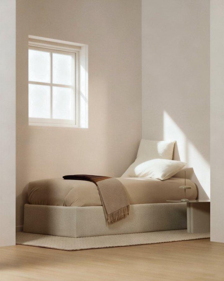 KAVE HOME Nelzi sengeramme, m. aftageligt betr�k og opbevaring - ecru chenille (til madras 90 x 200 cm)