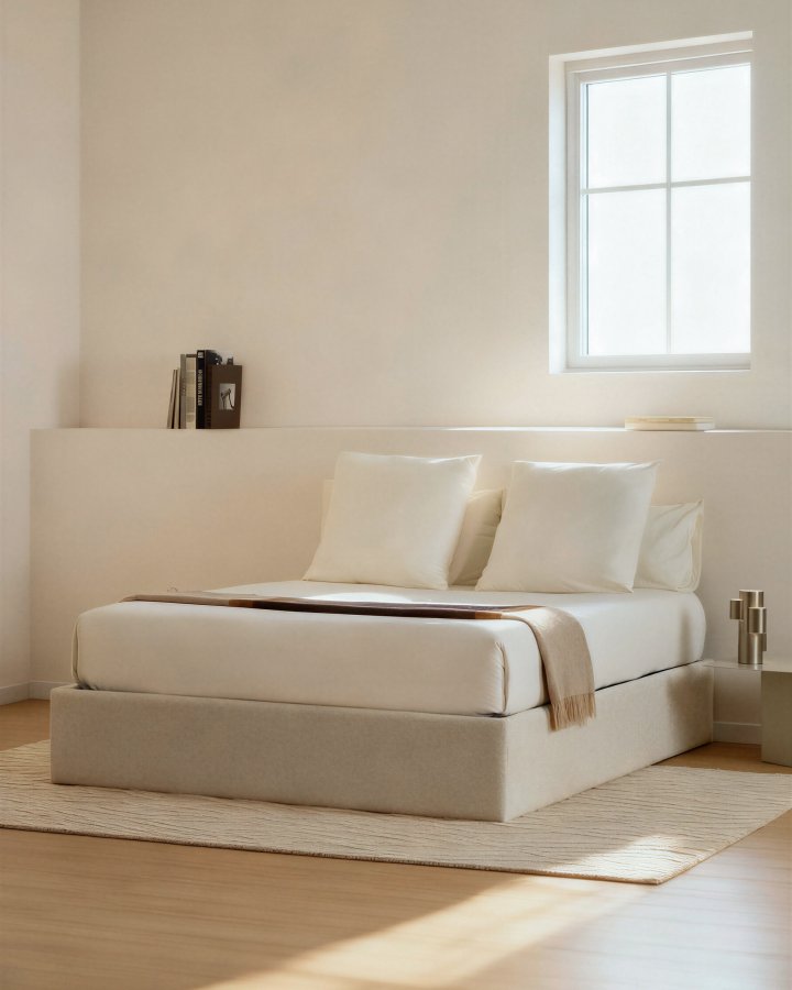 KAVE HOME Nelzi sengeramme, m. aftageligt betr�k og opbevaring - ecru chenille (til madras 180 x 200 cm)