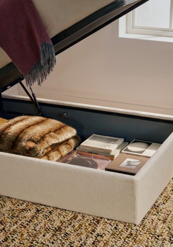 KAVE HOME Nelzi sengeramme, m. aftageligt betr�k og opbevaring - ecru chenille (til madras 90 x 200 cm)