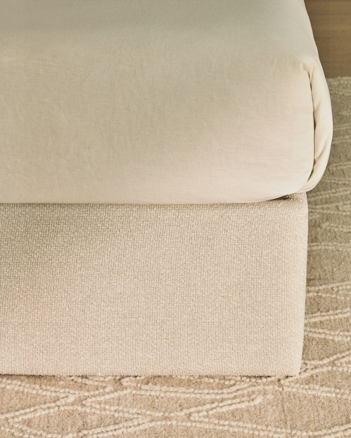 KAVE HOME Nelzi sengeramme, m. aftageligt betr�k og opbevaring - ecru chenille (til madras 160 x 200 cm)