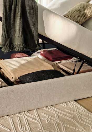 KAVE HOME Nelzi sengeramme, m. aftageligt betr�k og opbevaring - ecru chenille (til madras 160 x 200 cm)