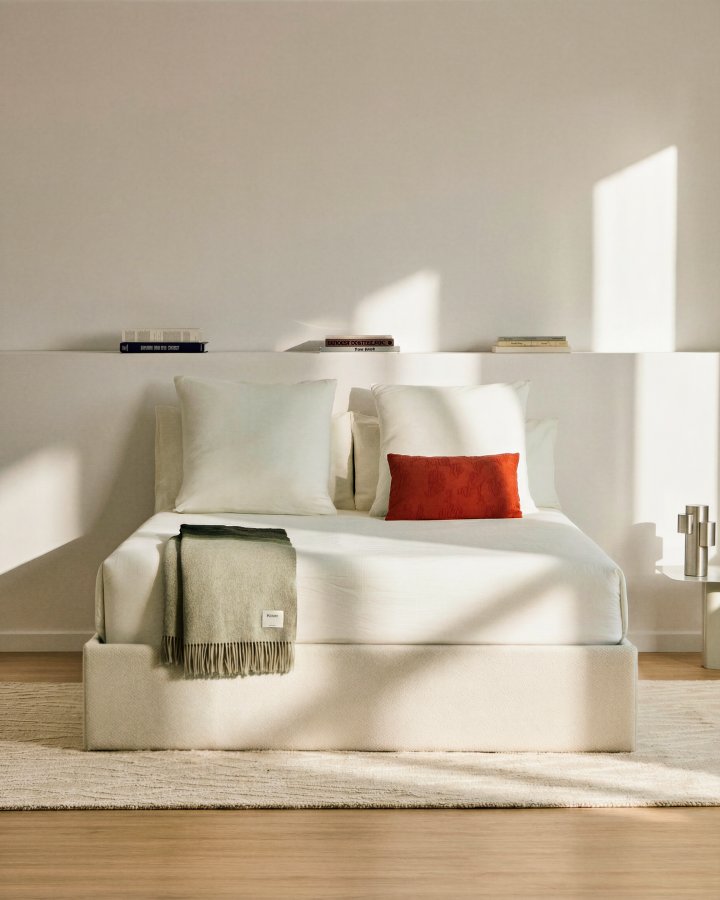 KAVE HOME Nelzi sengeramme, m. aftageligt betr�k og opbevaring - ecru chenille (til madras 150 x 200 cm)