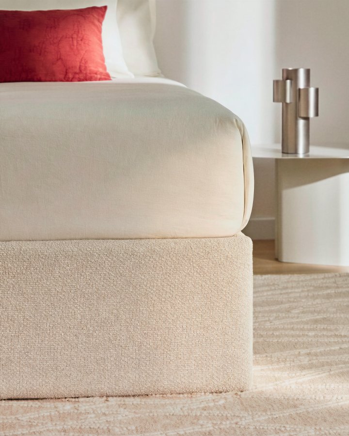 KAVE HOME Nelzi sengeramme, m. aftageligt betr�k og opbevaring - ecru chenille (til madras 150 x 200 cm)