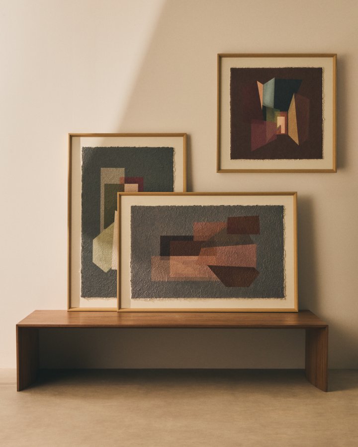 KAVE HOME Veluni abstrakt billede, rektangul�r - multifarvet genbrugspapir (90x60)