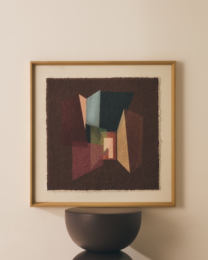 KAVE HOME Veluni abstrakt billede, kvadratisk - multifarvet genbrugspapir (60x60)