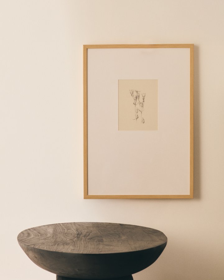 KAVE HOME Lirena billede, rektangul�r - botanisk illustration og ramme (70x50)