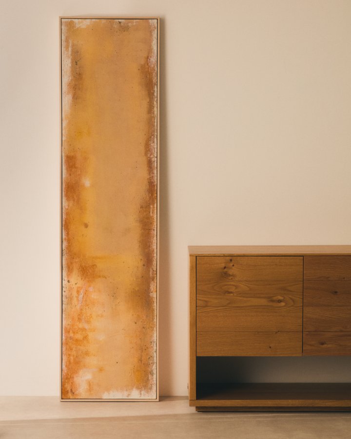 KAVE HOME Selnar abstrakt billede, rektangul�r - gul stof (182x47)