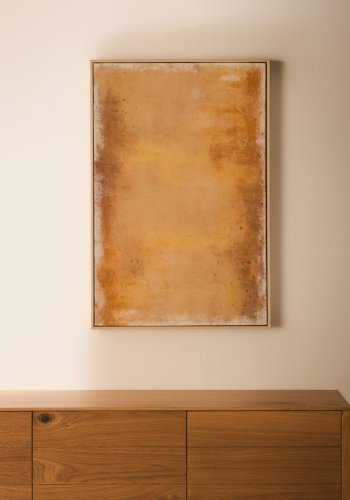 KAVE HOME Selnar abstrakt billede, rektangul�r - gul stof (90x60)